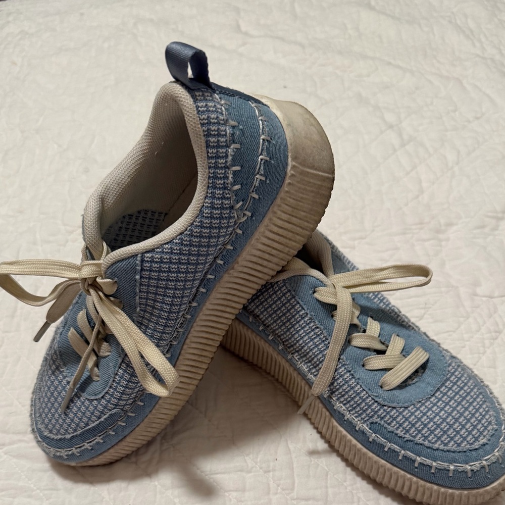 Blue and White Shoes